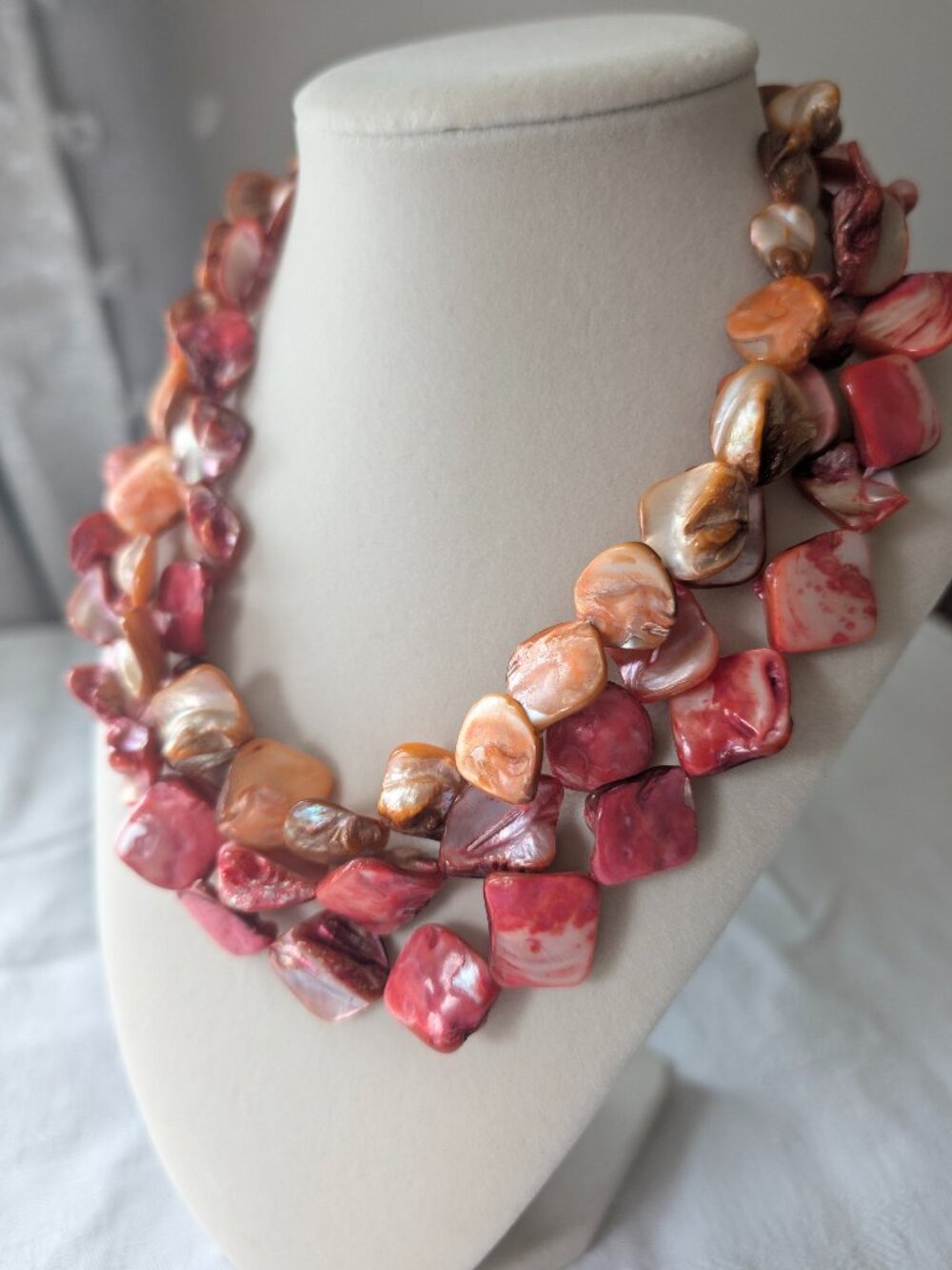 Natural Multistrand Shell Nugget Strand –Warm Colors
